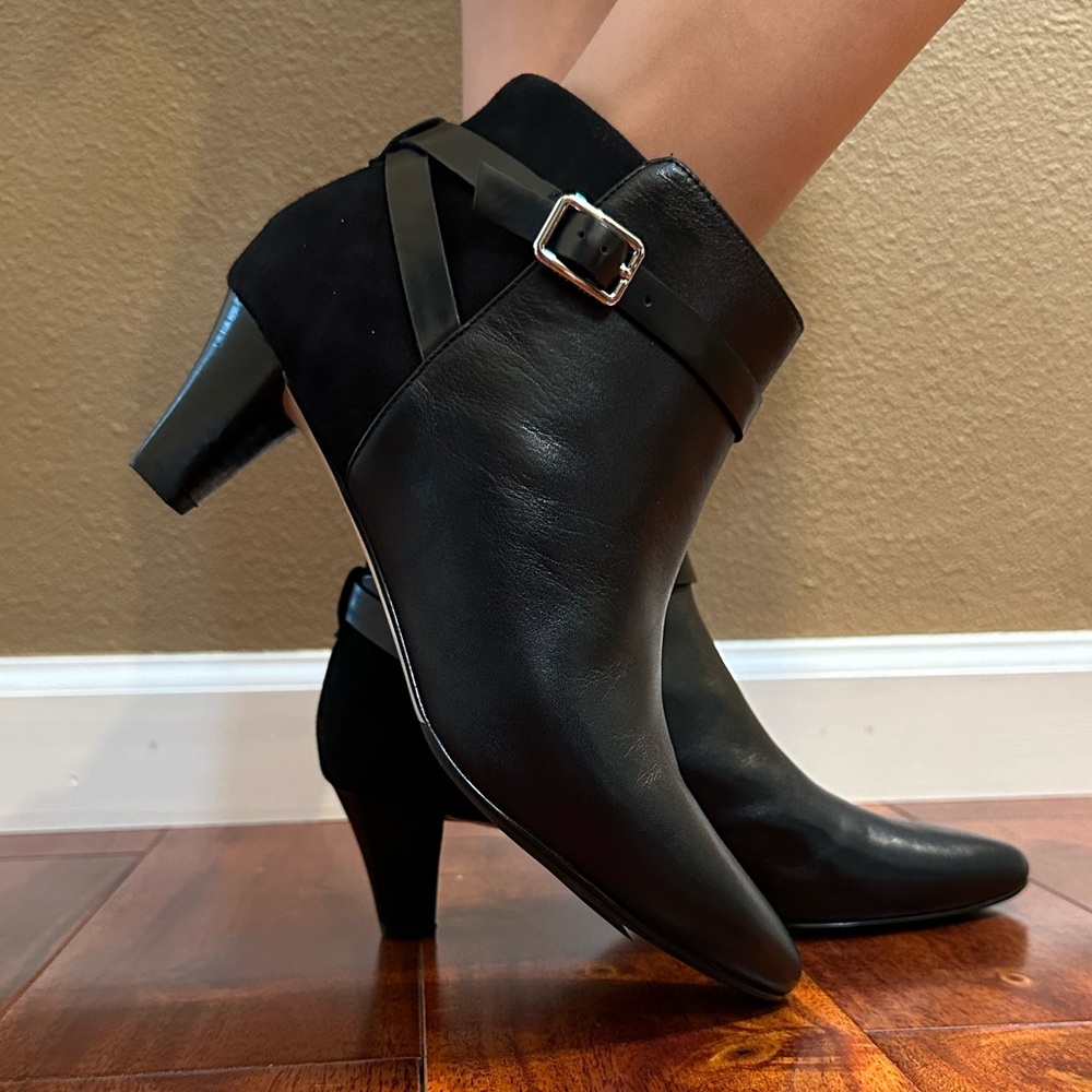 Black Leather Booties - NEW